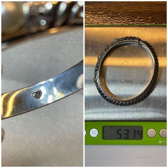 Brighton Textured Faux Mabe Pearl Tension Bangle - Picture 10 of 10